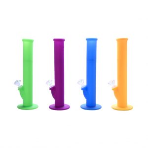 Straight Silicone Bong with glass bowl